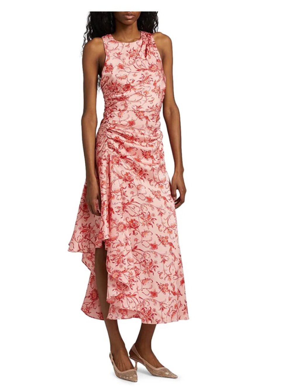 NWT Cinq a Sept Pink and Red Floral High-Low Dress